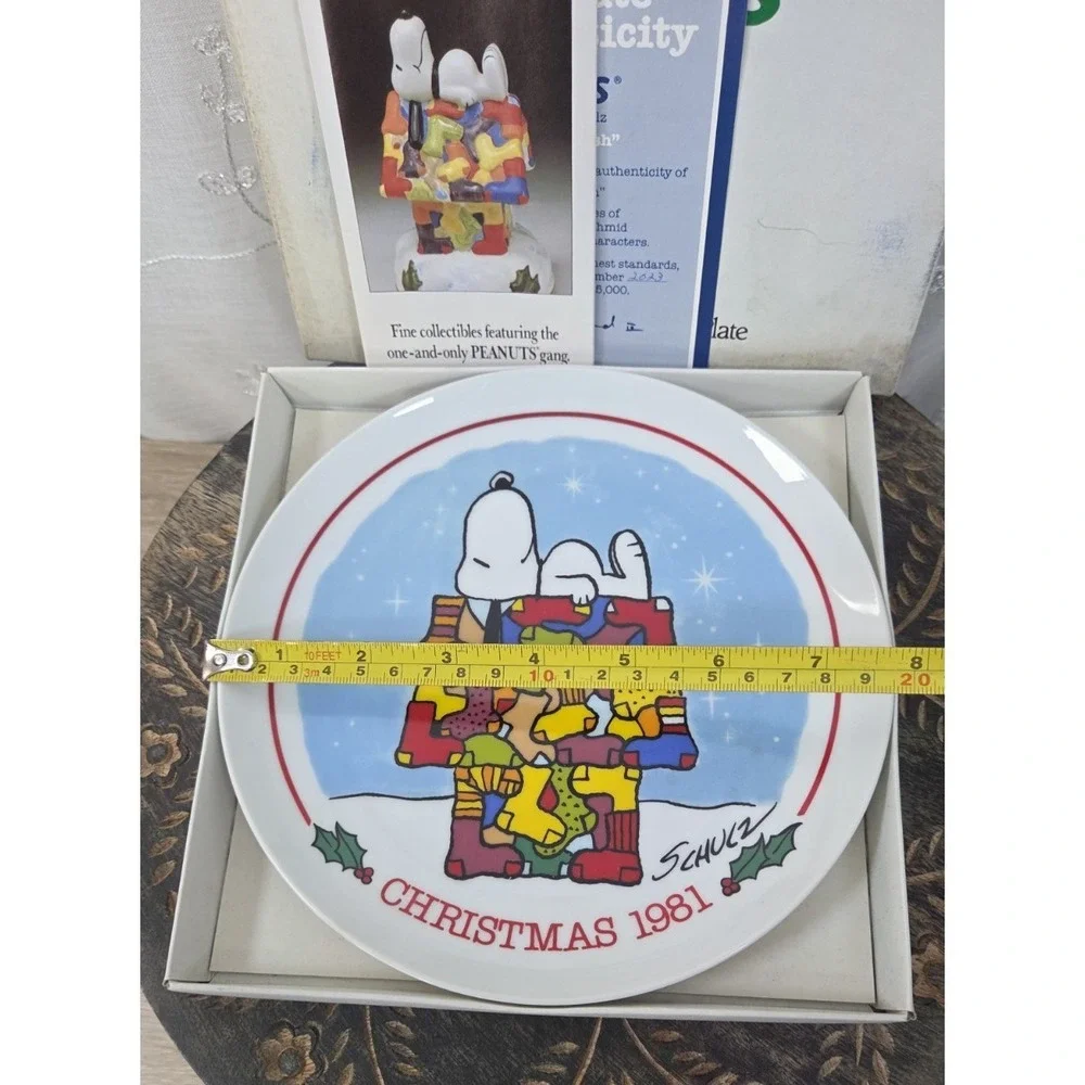 Schmid‎ Peanuts Snoopy Christmas 1981 Plate -Tenth Limited Edition Numbered
